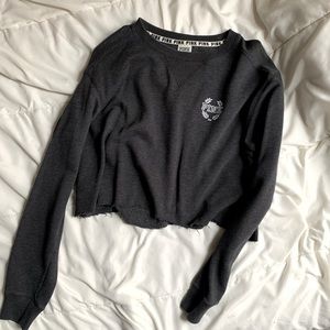 PINK VS gray cropped sweatshirt